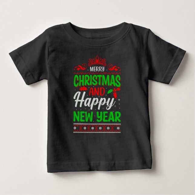 Camiseta De Bebé Feliz Navidad Y Feliz Año Nuevo-61064 (Anverso)