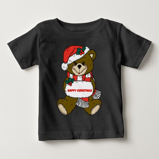Camiseta De Bebé Feliz oso Navidad (Anverso)