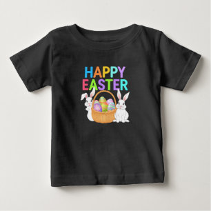 Camiseta De Bebé Feliz Pascua 2025  Huevos Conejo Conejito Lindo