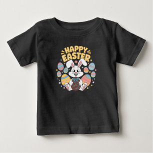 Camiseta De Bebé Feliz Pascua 2025  Huevos Conejo Conejito Lindo