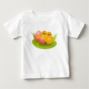 Camiseta De Bebé Feliz Pascua, chicas amarillas sobre hierba verde