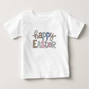 Camiseta De Bebé Feliz Pascua Conejo Floral Lindo Primavera Leopard