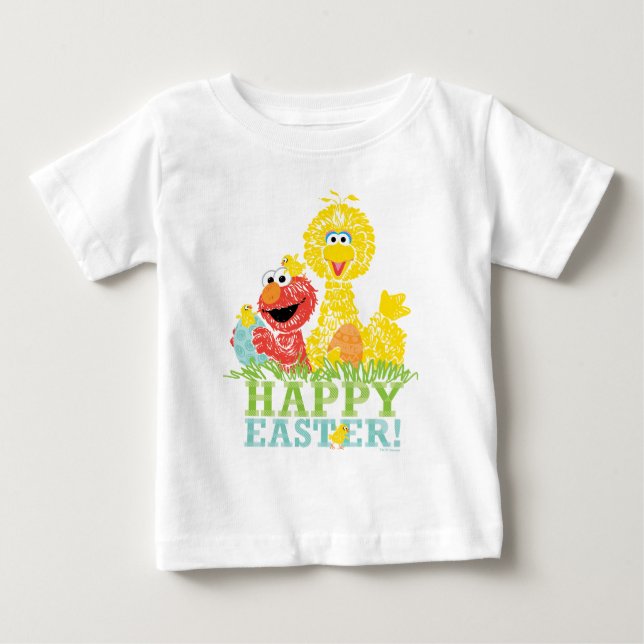 Camiseta De Bebé Feliz Pascua desde Elmo y Big Bird (Anverso)