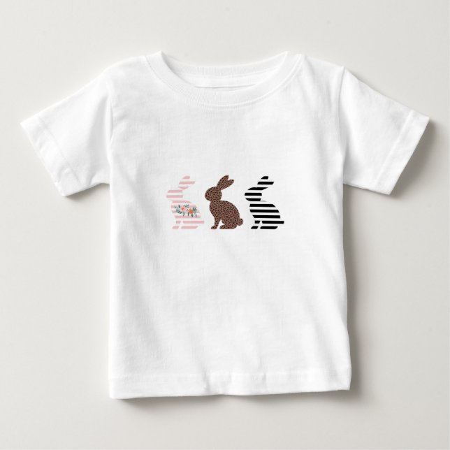 Camiseta De Bebé Feliz Pascua Linda Pascua Leopardo Conejo Conejito (Anverso)