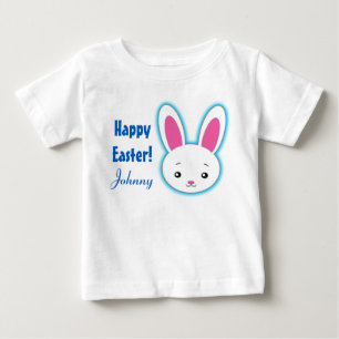 Camiseta De Bebé Feliz Pascua lindo conejito nombre personalizado