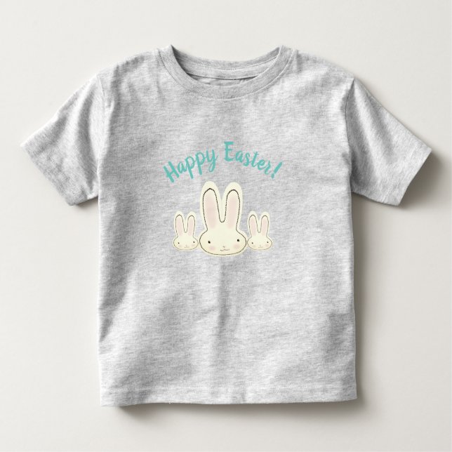 Camiseta De Bebé Feliz Pascua lindo guión personalizado de conejos  (Anverso)