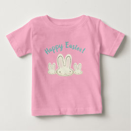Camiseta De Bebé Feliz Pascua lindo personalizado de conejos pastel