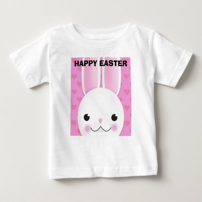 Camiseta De Bebé Feliz Pascua Para Cualquier Conejo Cara Con Corazo (Anverso)