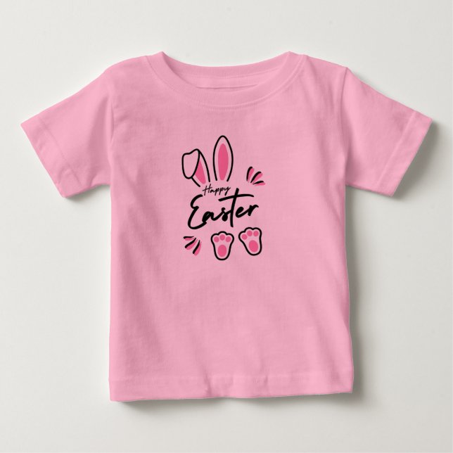 Camiseta De Bebé Feliz Pascua (Rosa) (Anverso)