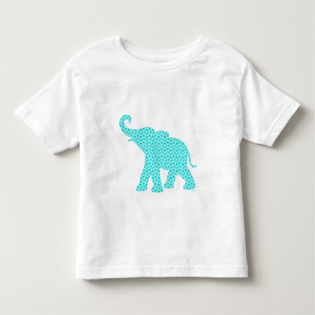 Camiseta De Bebé Felíz patrón turquesa de elefante-arte (Anverso)