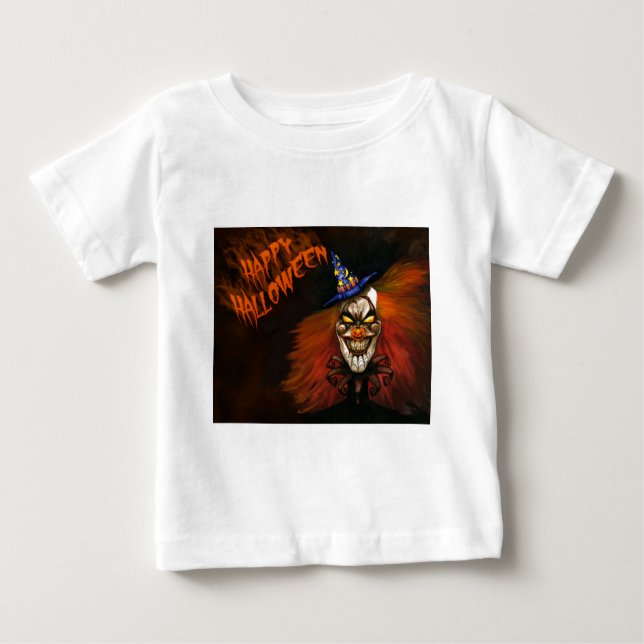 Camiseta De Bebé Feliz Payaso de Halloween asustado (Anverso)