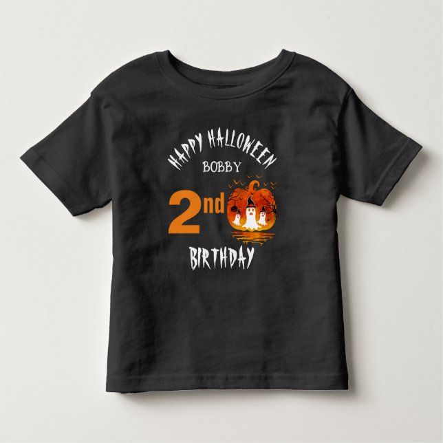 Camiseta De Bebé Feliz Personalizado de Halloween niños Fiesta de c (Anverso)
