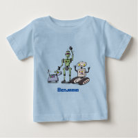 Feliz personalizado de trío de robots lindos