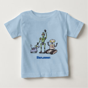 Camiseta De Bebé Feliz personalizado de trío de robots lindos
