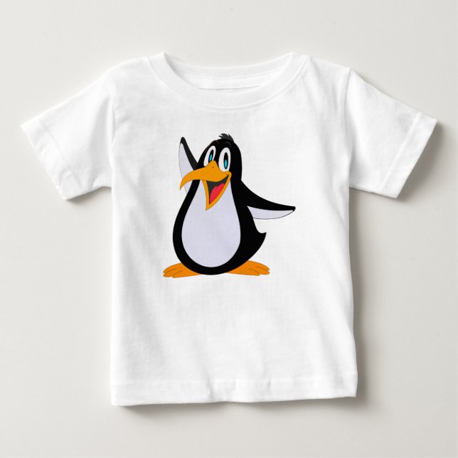 Camiseta De Bebé Feliz Personalizado pingüino (Anverso)