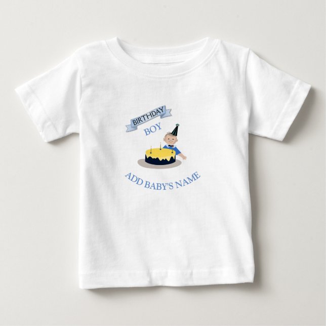 Camiseta De Bebé Feliz primer cumpleaños a un niño pequeño personal (Anverso)