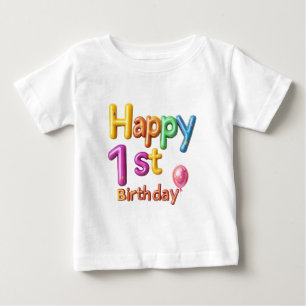 Camiseta De Bebé Feliz primer cumpleaños - Celebración de Balloon T