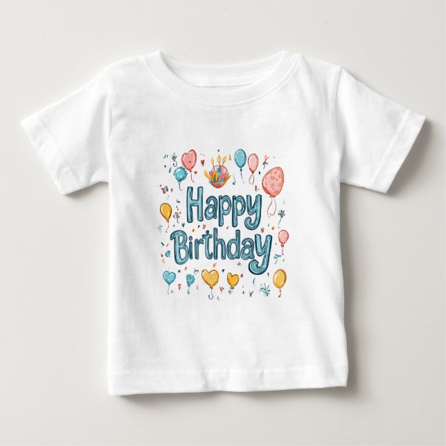 Camiseta De Bebé Feliz primer cumpleaños - globo mate (Anverso)