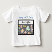 Feliz primer cumpleaños, patrón de animales de Saf