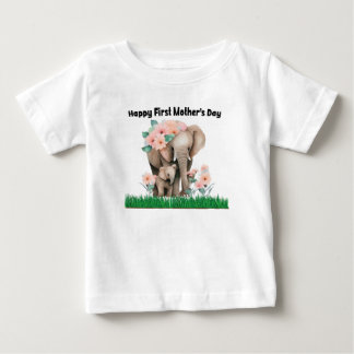 Camiseta De Bebé feliz primer día de madre lindo elefante
