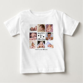 Camiseta De Bebé Feliz primer día del padre 8 collage de fotos