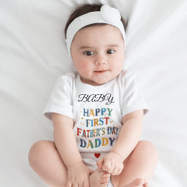 Camiseta De Bebé Feliz primer día del padre, corazón de papá / nomb