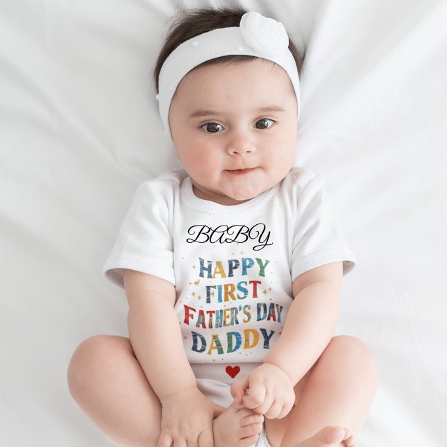 Camiseta De Bebé Feliz primer día del padre, corazón de papá / nomb (Subido por el creador)