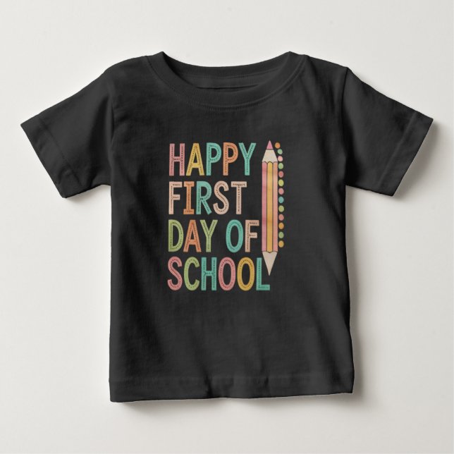 Camiseta De Bebé Feliz primer día escolar de vuelta a la escuela (Anverso)