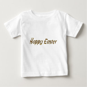 Camiseta De Bebé Feliz Purpurina de Oro de Pascua tipografía elegan