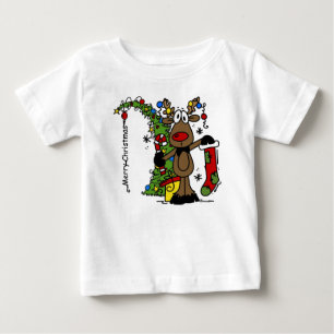 Camiseta De Bebé Feliz reno navideño