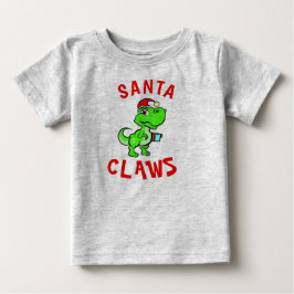 Camiseta De Bebé Feliz Santa Garras Dinosaurio Bebé 1ª Navidad 