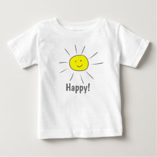 Camiseta De Bebé Feliz sol amarillo con cara sonriente 