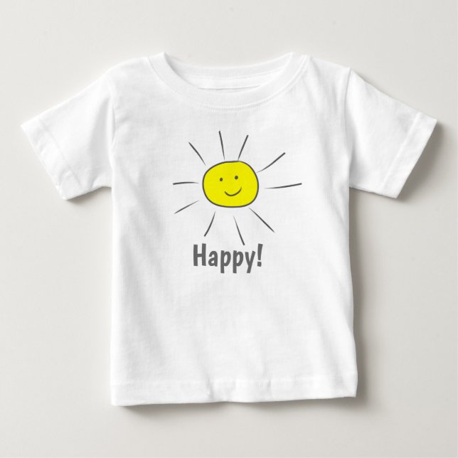 Camiseta De Bebé Feliz sol amarillo con cara sonriente  (Anverso)