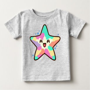 Camiseta De Bebé Feliz sonriente bebé pez estrella con burbujas.