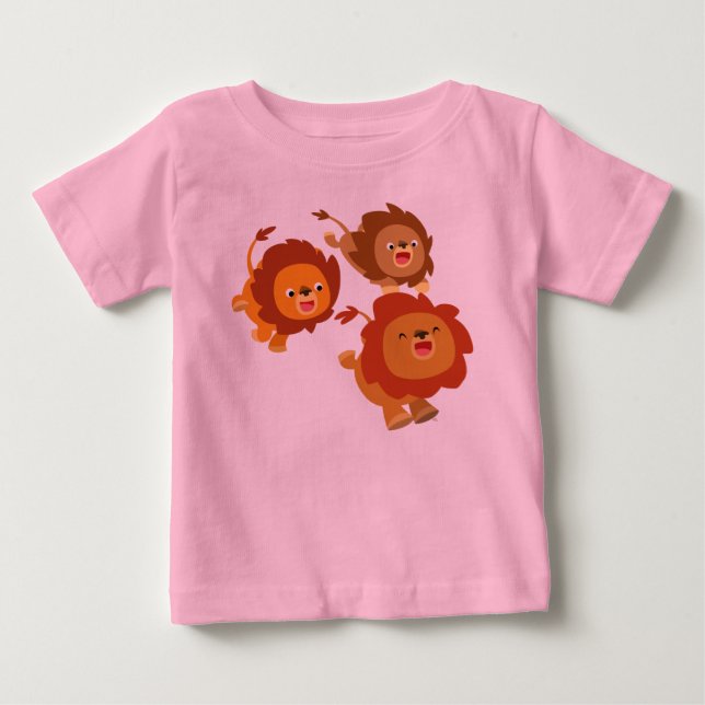 Camiseta De Bebé Feliz trío de Personalizados amables leones bebé c (Anverso)