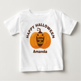 Camiseta De Bebé Feliz truco de Halloween o trata calabaza Naranja