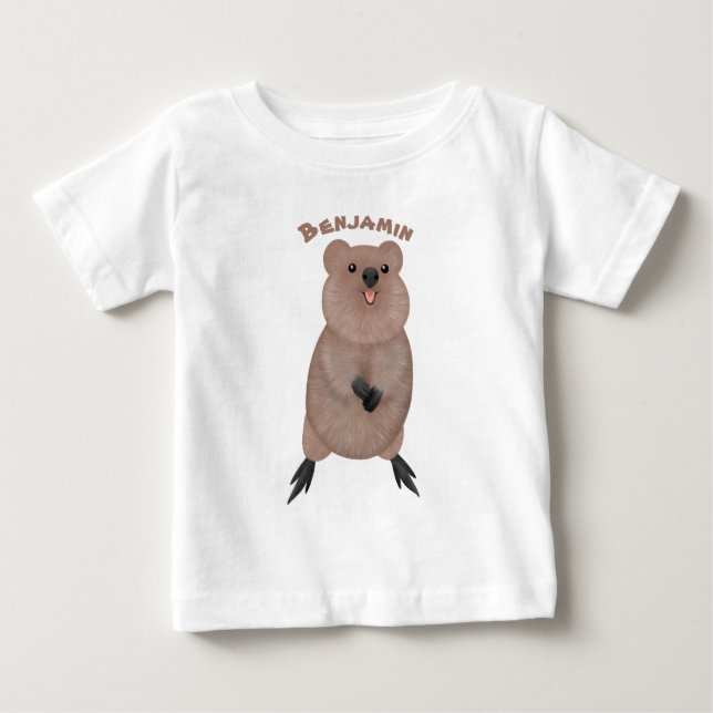 Camiseta De Bebé Feliz y lindo diseño de personalizados de quokka (Anverso)