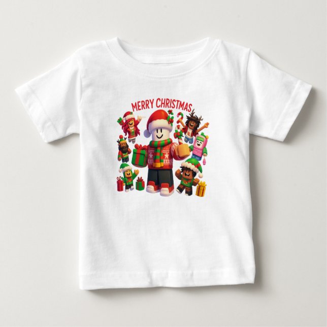 Camiseta De Bebé Festive Block Characters Christmas Party (Anverso)