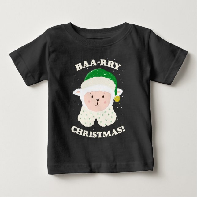 Camiseta De Bebé Festive Sheep Says Baa-rry Christmas! (Anverso)