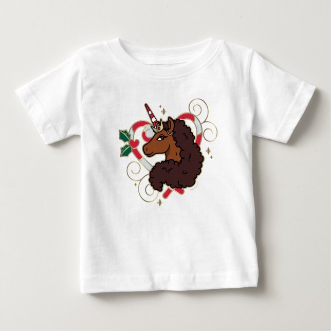 Camiseta De Bebé Festividad cardíaca de caramelo de caramelo Afro U (Anverso)