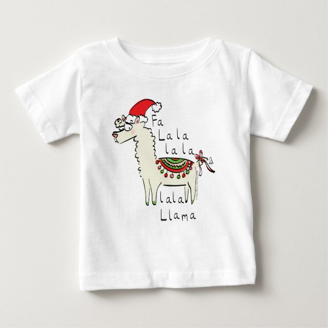Camiseta De Bebé Festividad de los Navidades de Llama Cute (Anverso)
