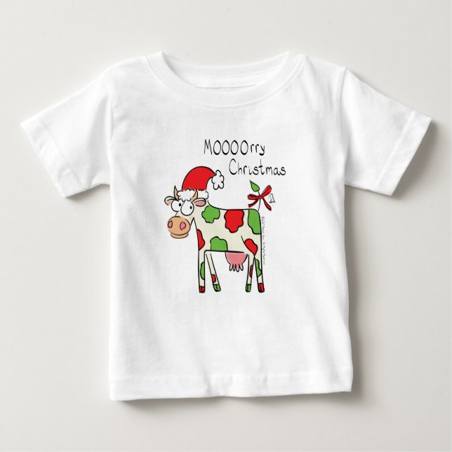 Camiseta De Bebé Festividad de Navidades Personalizados de vacas di (Anverso)
