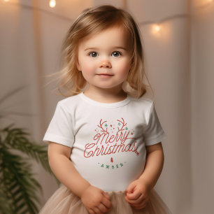 Camiseta De Bebé Festividad de reno por nombre de familia navideña