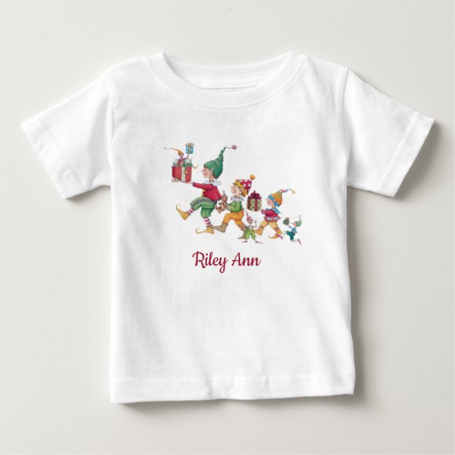 Camiseta De Bebé Festividad en blanco de Navidades personalizados (Anverso)