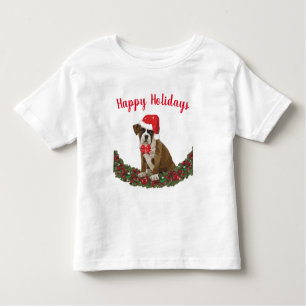 Camiseta De Bebé Festividad Felices Fiestas Boxer Perro Santa Hat C