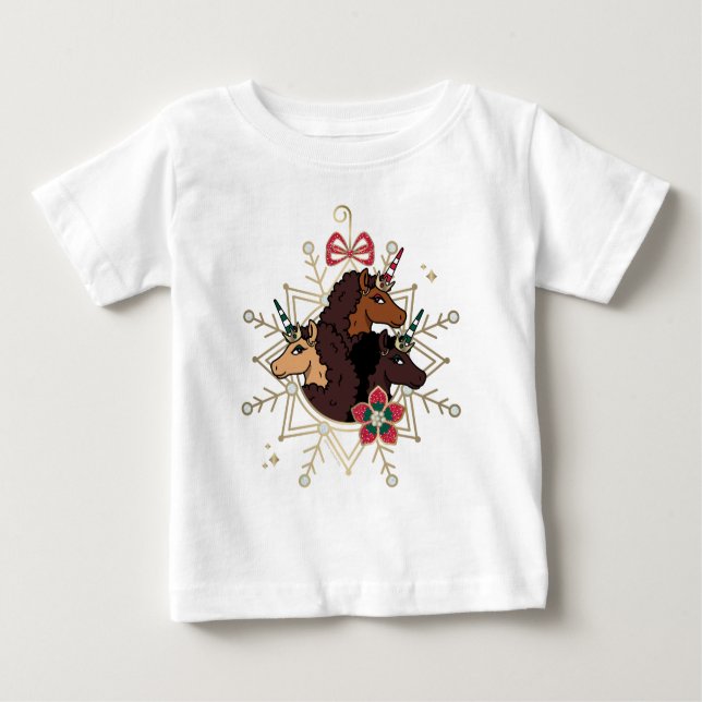 Camiseta De Bebé Festividad festiva afrounicornio mágica (Anverso)