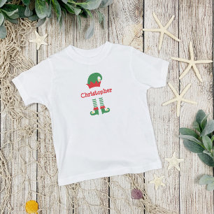 Camiseta De Bebé Festividad personalizada de Navidades de elfos roj