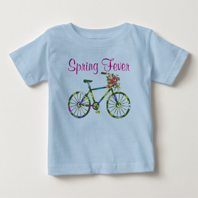 Camiseta De Bebé Fiebre de primavera de la bicicleta floral retro (Anverso)
