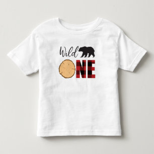 Camiseta De Bebé Fiera Uno Oso Negro Cuadro Rojo Cumpleaños 1