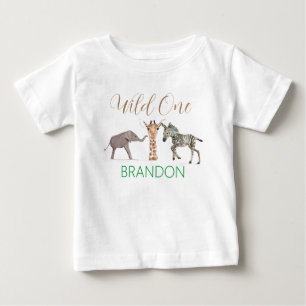 Camiseta De Bebé Fiera Uno Safari Animal Cumpleaños 1 Bebé